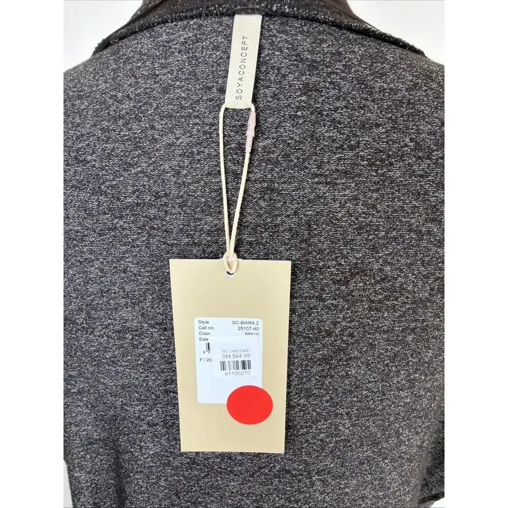 NWT Soya Concept Biara Brown Long Open Drop Shoulder Cardigan Sweater XL #0721